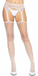 Leg Avenue Net Stockings with Garter Belt White