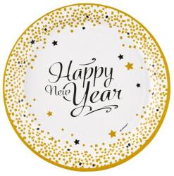 Amscan Golden Wishes Happy New Year papírtányér 8 db-os 23 cm (DPA990227066)