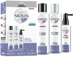 Nioxin - Set pentru par normal spre aspru cu aspect subtiat Nioxin System 5, Sampon 300 ml + Balsam 300 ml + Tratament 100 ml