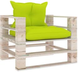vidaXL Canapea de grădină din paleți cu perne verde crud, lemn de pin (3066050) - vidaxl