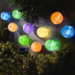 Garden of Eden - șir de 10 lampioane solare LED diferite culori, alb rece 3, 7 m (11227B) - vexio
