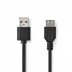 Nedis USB kábel | USB 2.0 | USB-A Dugasz | USB-A Aljzat | 480 Mbps | Nikkelezett | 2.00 m | Kerek | PVC | Fekete | Boríték (CCGP60010BK20)