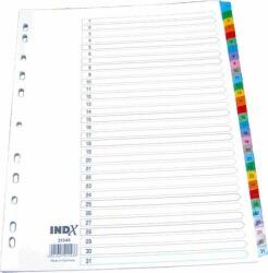 Optima Index carton alb Mylar numeric 1-31, margine PP color, A4, 190g/mp, Optima (OP-431 ZA MY MC) - vexio