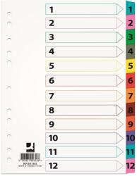 Q-CONNECT Index carton alb Mylar numeric 1-12, margine PP color, A4, 170g/mp, Q-Connect (KF00163) - vexio