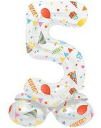 Folat Talpas számos lufi 14" (35cm) fólia szám, számjegy, 5 csak levegővel tölthető, Joyful (LUFI659341)