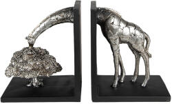 Clayre & Eef Set 2 suporturi carti polirasina argintie neagra Girafa 30x10x18 cm (6PR3635)