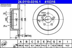 ATE Disc frana ATE 24.0110-0316.1 - piesa-auto