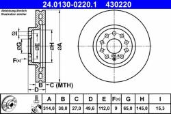 ATE Disc frana ATE 24.0130-0220.1 - piesa-auto