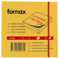 Fornax Jegyzettömb öntapadó, 75x75mm, 80lap, Fornax neon narancs (A-05565435) - tobuy