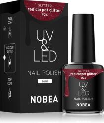 NOBEA UV & LED Nail Polish unghii cu gel folosind UV / lampă cu LED glossy culoare Red carpet glitter #26 6 ml