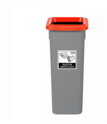 Plafor Cos plastic reciclare selectiva, capacitate 20l, PLAFOR Fit - gri cu capac rosu - metal (PL-713-04) - vexio Cos de gunoi