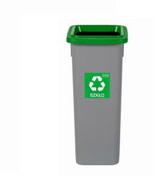 Plafor Cos plastic reciclare selectiva, capacitate 53l, PLAFOR Fit - gri cu capac verde - sticla (PL-719-02) - vexio Cos de gunoi
