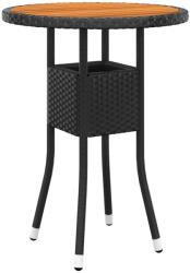vidaXL Masă de grădină, negru, Ø60x75cm, lemn de acacia/poliratan (310602)