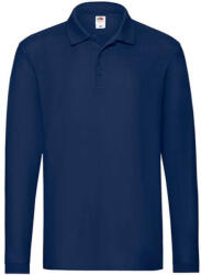 Fruit of the Loom Uniszex Galléros póló Hosszú ujjú Fruit of the Loom Premium Long Sleeve Polo - 2XL, Sötétkék (navy)