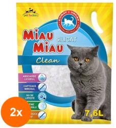 Miau Miau Set 2 x Asternut Silicatic Miau Miau, pentru Pisici, 7.6 l (ROC-2xMAG1016982TS)