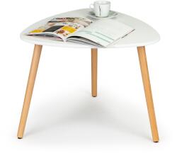 ModernHome Modern dohányzóasztal fenyőfa lábakkal, 60 cm, fehér-fa szín