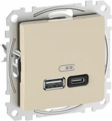Schneider Electric SEDNA Design Priza incarcator rapid USB A+C 45W Bej (SDD112404)