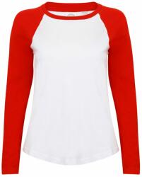 SF (Skinnifit) Hosszú ujjú kétszínű női póló - Fehér / piros | S (SK271-1000214384)