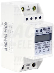 Tracon Fogyasztásmérő, közvetlen, 1 fázisú, 2 modul 230VAC / 10(60)A Tracon TVOF12 - LCD kijelzésű (TVOF12)