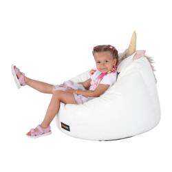 TEMPO KONDELA Fotoliu tip sac unicorn, alb, INOROG