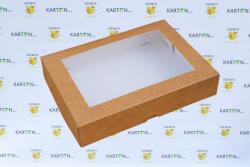 Szidibox Karton Papírdoboz barna kraft ablakkal 26x19x5cm, ételcsomagolás P9631 (SZID-00362)