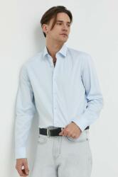 HUGO BOSS pamut ing férfi, galléros, regular - kék 39 - answear - 22 990 Ft