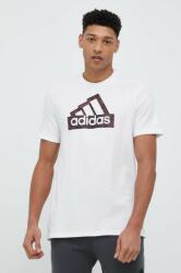 Adidas pamut póló fehér, nyomott mintás - fehér L - answear - 13 990 Ft