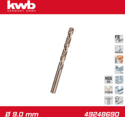 kwb Csigafúró 9, 0 mm HSS-G Co5 DIN 338 Profi 5% Cobalt - KWB (49248690)