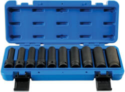 Laser Tools Légkulcsfej készlet 1/2" 10 db-os 12 lap hosszú 10-24 mm metrikus -Laser (LAS-7041)