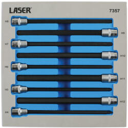 Laser Tools Rátűzőkulcs 9 db-os készlet 3/8" Imbusz 4-12 mm extra hosszú 200 mm (LAS-7357)