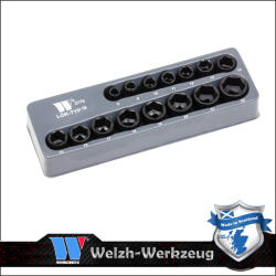Welzh Werkzeug Lok-Typ Légkulcsfej készlet 3/8" 15 db-os spec. 6 lap normál 8-22 mm-Welzh (2770-WW)