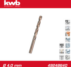 kwb Csigafúró 4, 0 mm HSS-G Co5 DIN 338 Profi 5% Cobalt - KWB (49248640)