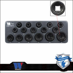 Welzh Werkzeug Lok-Typ Légkulcsfej készlet 1/2" 16 db-os spec. 6 lap normál 10-32 mm-Welzh (7024-WW)