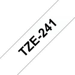 Brother TZe-241, Banda Etichete Laminata, negru pe alb, 18mm (TZe-241)