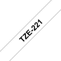 Brother TZe-221, Banda Etichete Laminata, negru pe alb, 9mm (TZe-221)