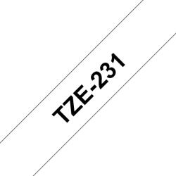 Brother TZe-231, Banda Etichete Laminata, negru pe alb, 12mm (TZe-231)