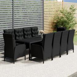 vidaXL Set mobilier de grădină, 11 piese, negru, poliratan (3058560)