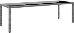 vidaXL Masă de grădină gri 250x100x75 cm sticlă securizată/poliratan (310593)