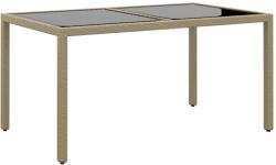 vidaXL Masă de grădină, bej, 150x90x75 cm sticlă securizată/poliratan (310576)