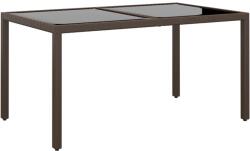vidaXL Masă grădină, maro, 150x90x75 cm, sticlă securizată & poliratan (310577)