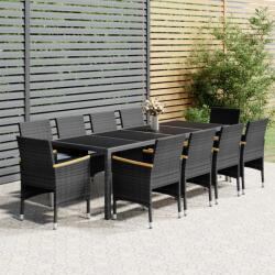 vidaXL Set mobilier de grădină, 11 piese, gri, poliratan (3058579) - vidaxl