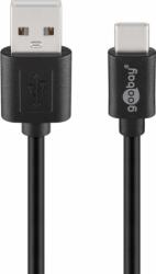 Goobay 55466 USB-C apa - USB-A apa 2.0 Adat és töltő kábel - Fekete (1m) (55466)