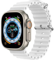 Dux Ducis Strap Watch Strap 8 / 7 / 6 / 5 / 4 / 3 / 2 / SE (45 / 44 / 42mm) Silicone Band Bracelet White (OceanWave Version)