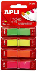APLI Index Apli , autoadeziv zig-zag, 12 x 45 mm, 4 culori mate (rosu, galben, verde, albastru) (AL012482)