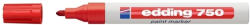 edding Marker permanent Edding 750, cu vopsea, corp metalic, varf rotund, 2-2-4 mm, rosu (ED7502) - siscom-papetarie