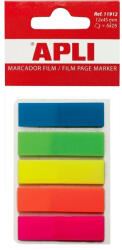 APLI Index Apli , autoadeziv, plastic, 12 x 45 mm, 5 culori x 25 file (AL011912) - siscom-papetarie