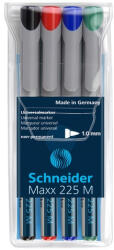 Schneider Universal non-permanent marker SCHNEIDER Maxx 225 M, varf 1mm, 4 culori set - (N, R, A, V) (S-1218)