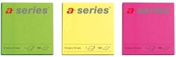A-series Notite adezive A-Series 75x75mm set 6x100 file diverse culori neon galben roz verde (AY000805) - siscom-papetarie