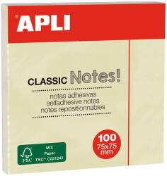 APLI Notite adezive, Apli, 75 x 75 mm, galben, 100 file (AL010976) - siscom-papetarie