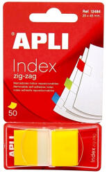 APLI Index Apli, autoadeziv zig-zag, 24 x 45 mm, galben (AL012610) - siscom-papetarie
